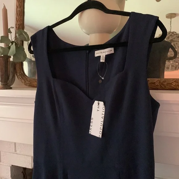 NWT Dress The Population Monroe Side Slit Gown in Midnight Blue - Picture 5 of 8